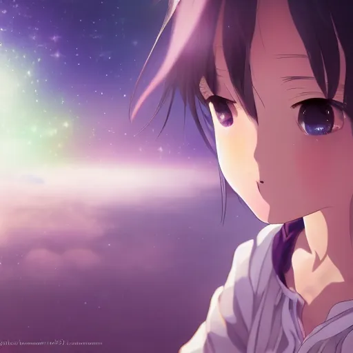 Prompt: a magical girl's eyes, stars are hidden in the eyes, 8 k, stunning, dream, highly detailed, super macro, surrealist, close - up view, makoto shinkai