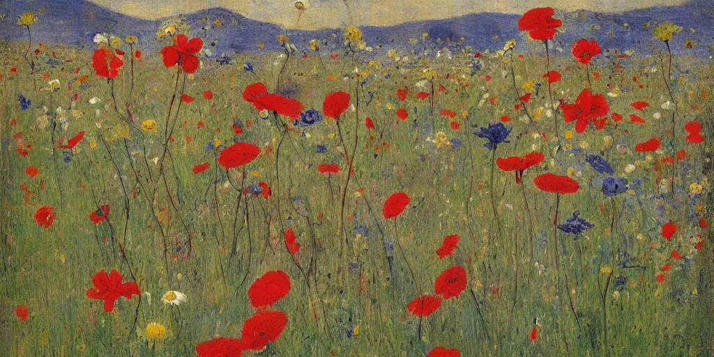 Prompt: alien wildflowers by Jules Bastien-Lepage, Kazimir Malevich