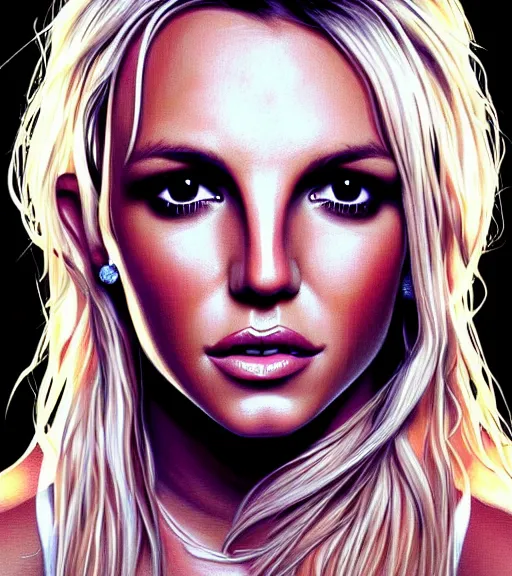 Image similar to portrait of britney spears in heightened detail, poised, intense emotion, detailed facial expression, detailed surroundings, intricate, elegant, highly detailed, centered, digital painting, artstation, concept art, smooth, sharp focus, illustration, by ( pokemon ), wlop