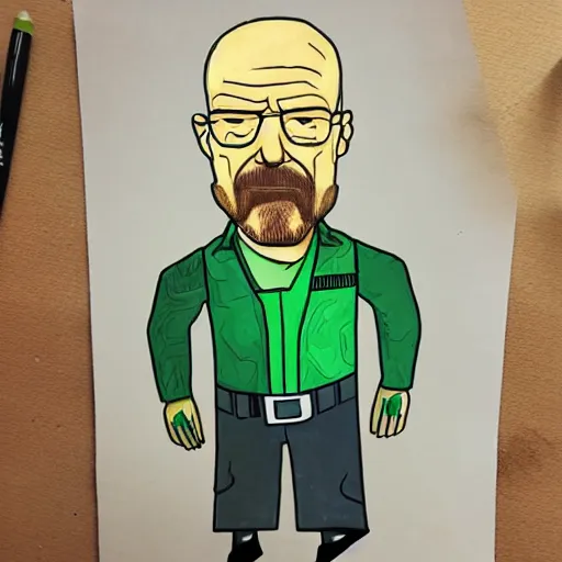 Prompt: walter white as pickle rick, detailed, realism,