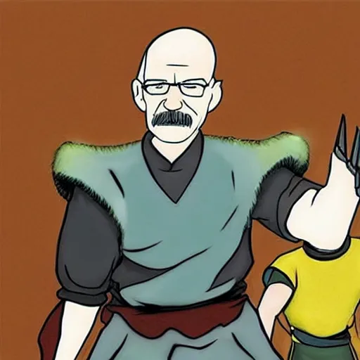 Image similar to Walter White as avatar Aang from avatar the last airbender, in the style of Avatar the Last Airbender