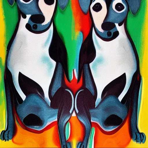 Image similar to artwork of a two - headed dog, abstract artwork long style shot