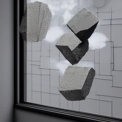 Image similar to abstract 3 d shapes hitting a window, octane render, unreal engine, hyper detailed