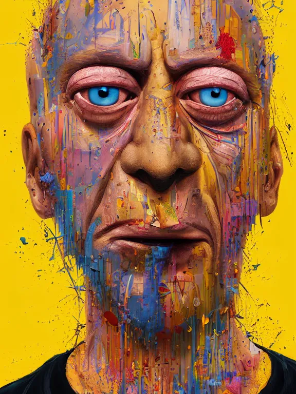 Prompt: art portrait of homer simpson, 8 k, by tristan eaton, stanley artgermm, tom bagshaw, greg rutkowski, carne griffiths, trending on deviantart, face enhance, hyper detailed, minimalist cinematic lighting, trending on artstation, 4 k, hyperrealistic, focused, extreme details, unreal engine 5, cinematic, masterpiece, full of colour,