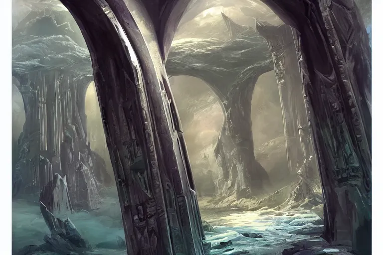 Prompt: Gates of Nyx in the style of John Avon