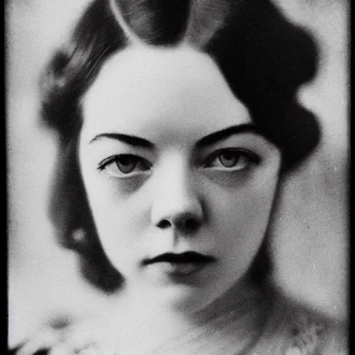 Image similar to headshot edwardian photograph of anya taylor - joy, emma stone, 1 9 2 0 s film actress, realistic face, ethereal, 1 9 1 0 s, grainy, victorian, soft blur