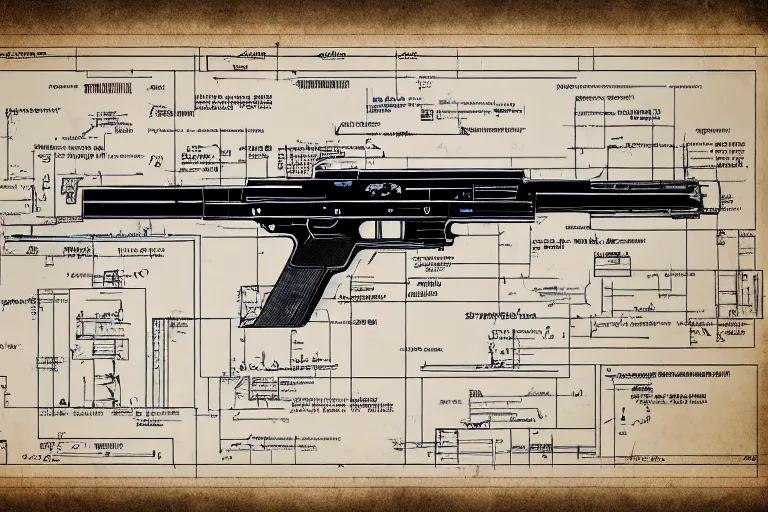 Image similar to alien gun blueprint schematics