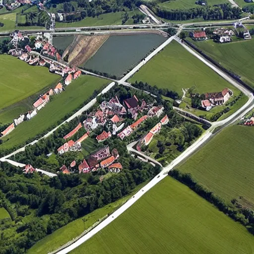 Image similar to Burg Güssing in Südburgenland. Aerial photograph of installation by Christo Vladimirov Javacheff.