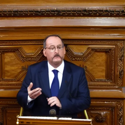 Image similar to the devil in the spanish congress of deputies at the speaker's lectern