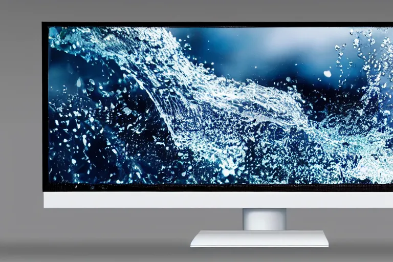 Image similar to 16:9 monitor with splashes of water on the screen