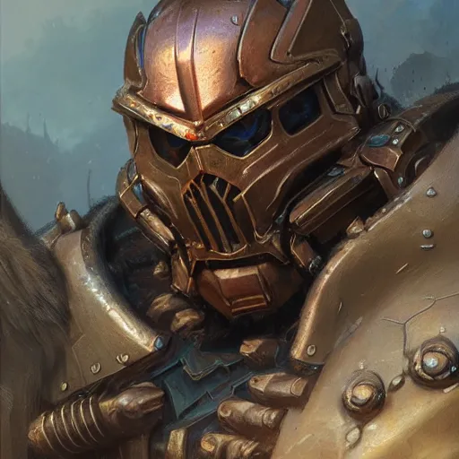 Image similar to the doomslayer as a realistic d & d fantasy character, closeup portrait art by donato giancola and greg rutkowski, vintage retro, realistic face, digital art, trending on artstation, symmetry!!