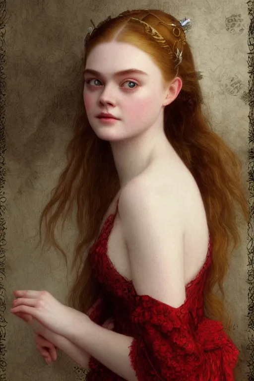 Image similar to elle fanning elle fanning elle fanning traditional corsican, intricate, highly detailed, artstation, illustration, jurgens, rutkowski, bouguereau