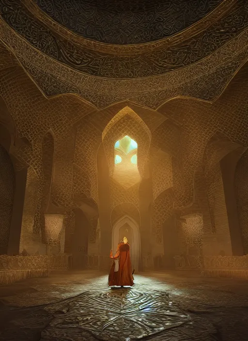 Image similar to muslim mosque, ultra detailed fantasy, elden ring, realistic, dnd character portrait, full body, dnd, rpg, lotr game design fanart by concept art, behance hd, artstation, deviantart, global illumination radiating a glowing aura global illumination ray tracing hdr render in unreal engine 5