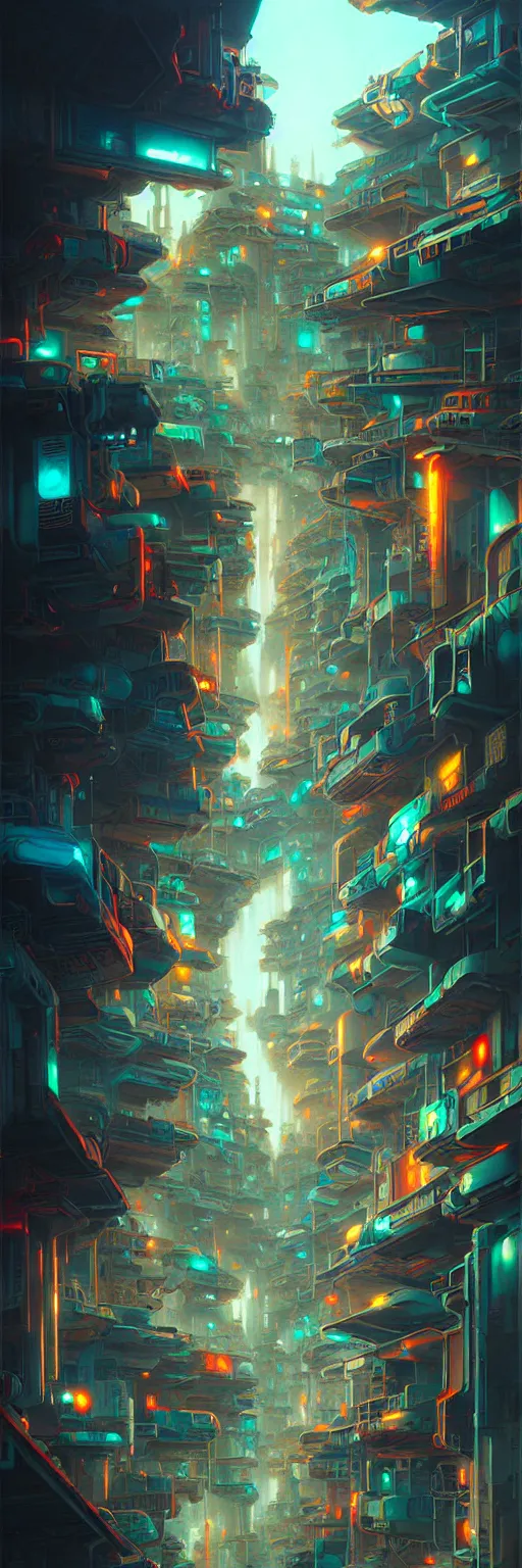 Image similar to cyberpunk favelas, by peter mohrbacher