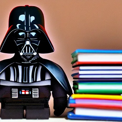 Image similar to Darth Vader studying at school, photo realistic, award-winning, highly-detailed