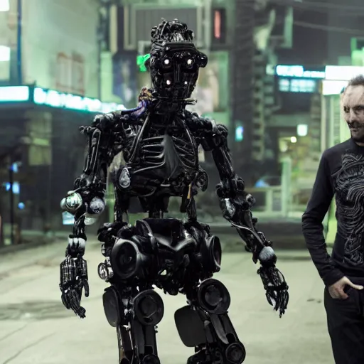 Image similar to cyberpunk Deadcode humanoid robot neil blomkamp and Emmanuel Lubezki