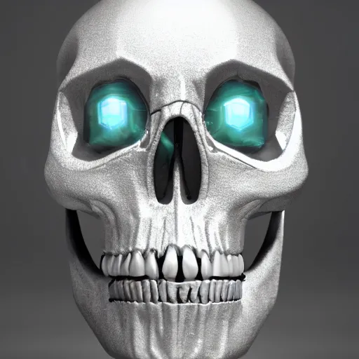 Image similar to white alien shiny crystal skull created by gems, environmental key art, octane render, weta digital, micro details, substance textures, ray trace 8 k, photorealistic, chrome, dslr, unreal