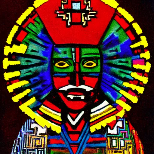 Prompt: aztec einstein portrait