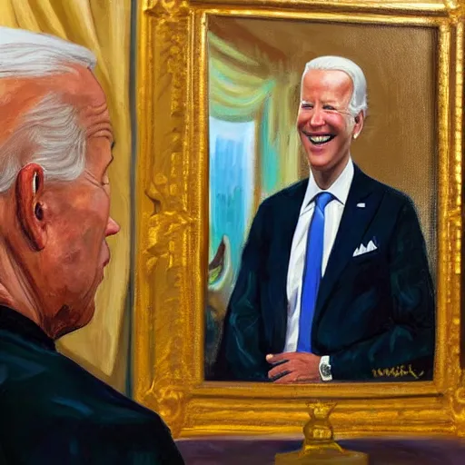 Image similar to mark zuckerberg talks to joe biden, oil painting, ideal, painting