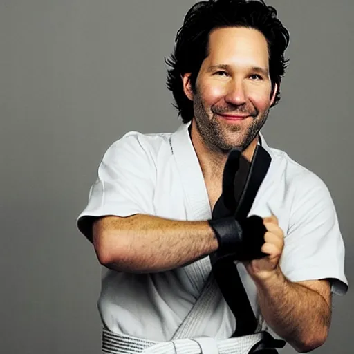 Prompt: “Actor Paul Rudd posing in his home Martial arts dojo, magazine photo, high-quality, high detail, funny”