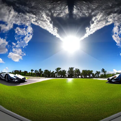 Prompt: first person lamborghini view at a sunny day in florida realistic match the lighting