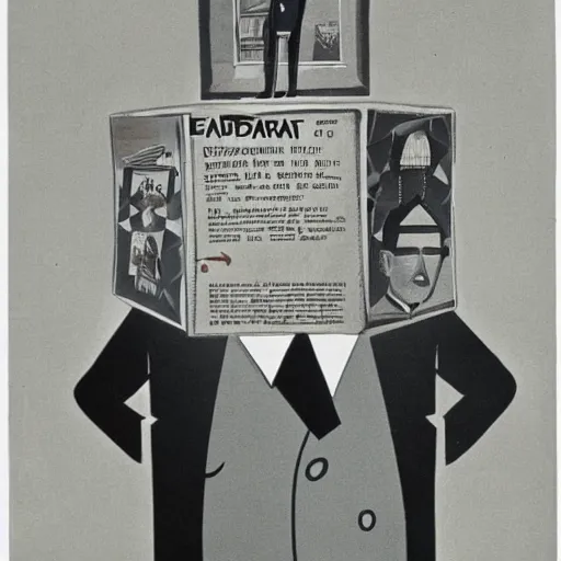 Prompt: Surreal, Dadaist art of a banker. 1930s.