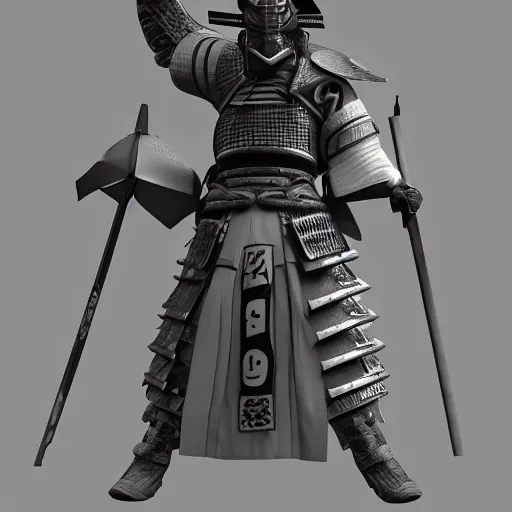 Prompt: 'a sketch to a samurai ,octane render, artstation , highly detailded'