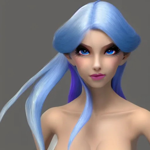 Prompt: a full shot of CGI Jinx, blue well-presented ponytail hair, beautiful refine, elegant face, not wearing many clothes, slend sexy body, from Arcane, from League of Legends, digital art, exquisite detail, polished, post-processing, photo-shopped, low angle, octane render, unreal engine 5, hyper realism, cinematic, trending on ArtStation, 8k, High contrast, by Roger Magrini