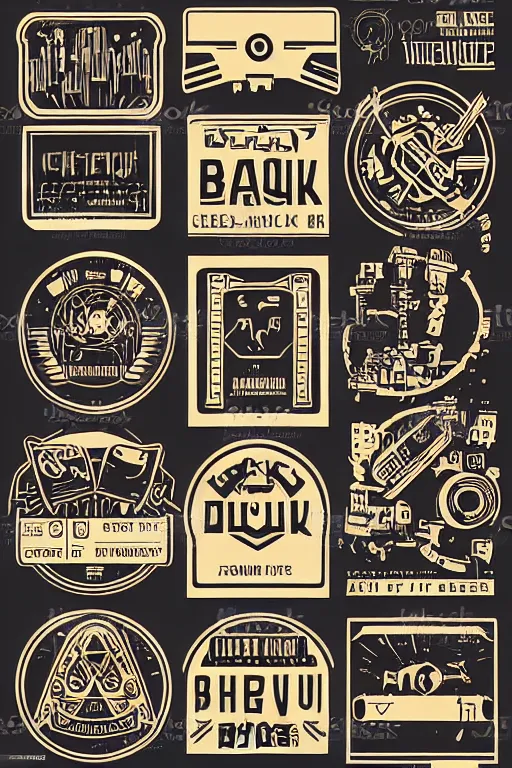 Prompt: cyberpunk bar labels, clean, vector art, texture