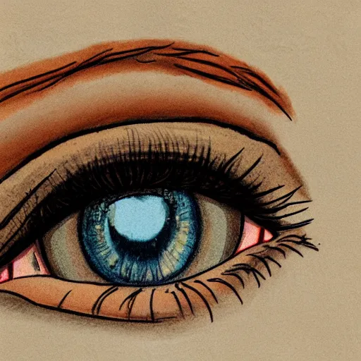 Image similar to illustration of a girls eyes with tears in them