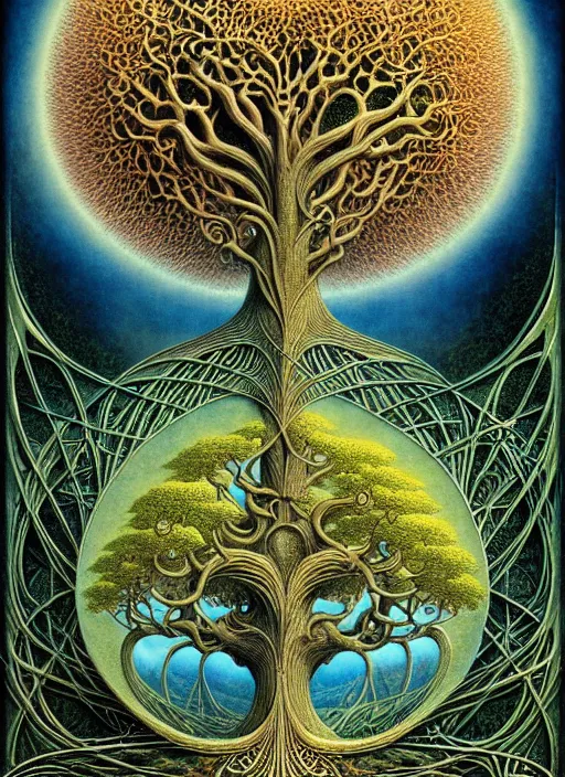 Image similar to tree of life by roger dean and andrew ferez, art forms of nature by ernst haeckel, divine chaos engine, symbolist, visionary, art nouveau, botanical fractal structures, organic, detailed, realistic, surreality