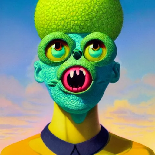 Image similar to Lofi vaporwave portrait tennis ball monster, Pixar style, Tristan Eaton, Stanley Artgerm, Tom Bagshaw