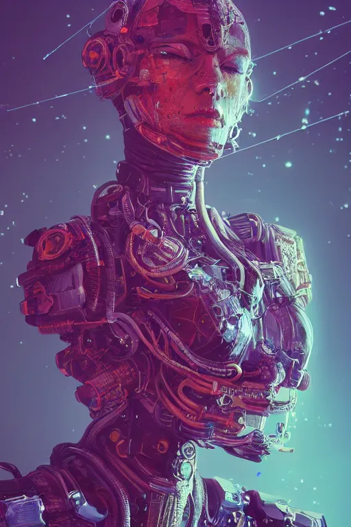 Image similar to hyperrealistic portrait of a woman monster astronaut, full body portrait, well lit, intricate abstract. cyberpunk, intricate artwork, by Tooth Wu, wlop, beeple. octane render,in the style of Jin Kagetsu, James Jean and wlop, highly detailed, sharp focus, intricate concept art, digital painting, ambient lighting, 4k, artstation