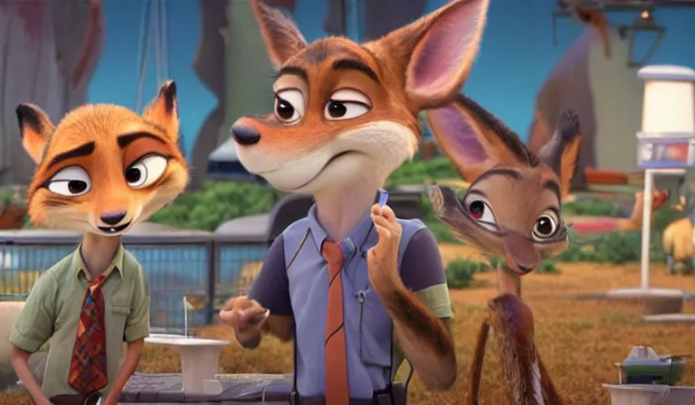 Image similar to A scene from Zootopia. Big Cry. Pixar Digital Movies