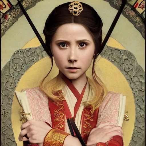 Prompt: a highly detailed portrait of buffy the vampire slayer as a medieval chinese princess, beautiful detail and color, art by john collier and albert aublet and krenz cushart and artem demura and alphonse mucha, volumetric lighting, octane render, 4 k resolution, matte, sharp focus, illustration, art by greg rutkowski and alphonse mucha