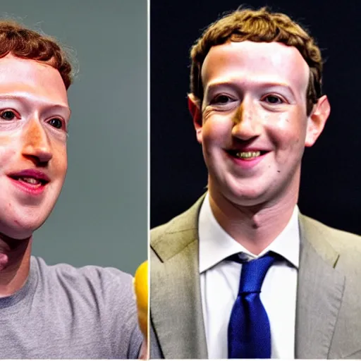 Image similar to Mark Zuckerberg with yellow lemon looking skin