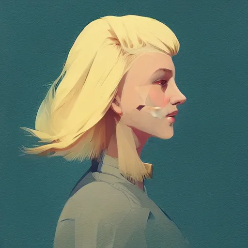 Image similar to Beautiful girl with blond hair profile picture by Greg Rutkowski, asymmetrical, Organic Painting , Matte Painting, geometric shapes, hard edges, street art, trending on the artstation:2 by Sachin Teng:4