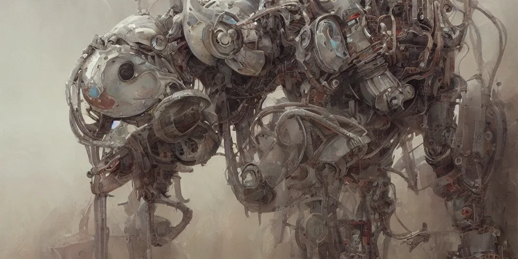 Image similar to a beautiful painting of a robot by adonna khare, trending on artstation