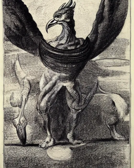 Prompt: a creature with the body and eyes of a man, with the beak of an eagle and the horns of an ox. drawn by francis bacon