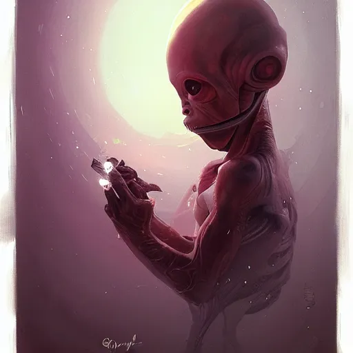 Image similar to baby alien, by greg rutkowski