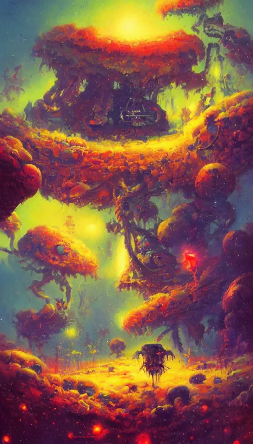 Image similar to life and death mixing together, by paul lehr,