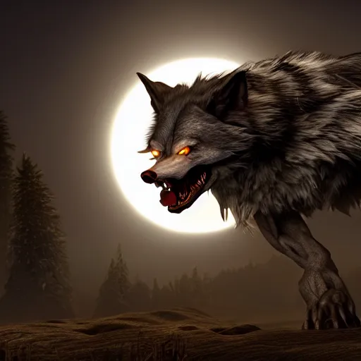 Prompt: werewolf in moonlight, highly detailed, photorealistic portrait, bright studio setting, studio lighting, crisp quality and light reflections, unreal engine 5 quality render