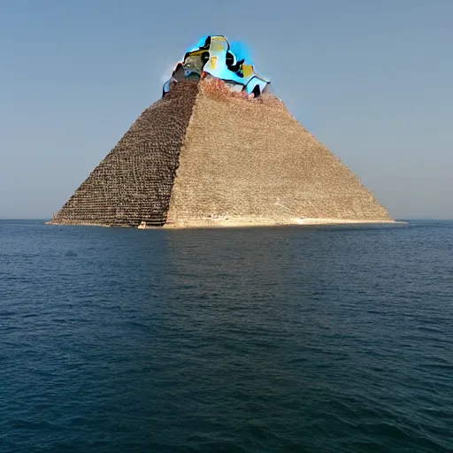 Image similar to ancient pyramid in the middle of the sea