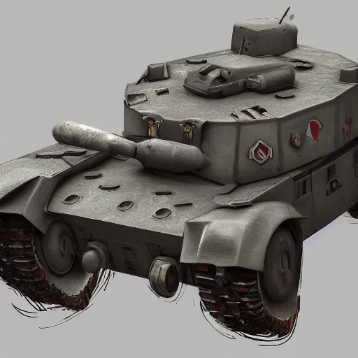 Prompt: a concept art of a world War 2 warmech mixed with a sherman tank, made with unreal engine, Trending on artstation