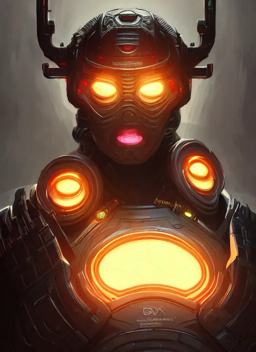 Image similar to portrait of apex legends doomsday, intricate, elegant, glowing lights, highly detailed, digital painting, artstation, glamor pose, concept art, smooth, sharp focus, illustration, art by artgerm and greg rutkowski, artey freytag