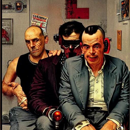 portrait of three cyberpunk mobsters, by norman | Stable Diffusion ...