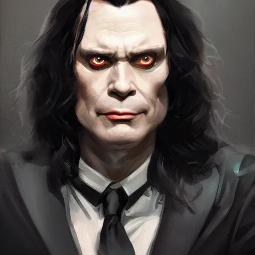 Image similar to portrait of a tommy wiseau as batman by greg rutkowski, highly detailed portrait, digital painting, artstation, concept art, smooth, sharp foccus ilustration, artstation hq