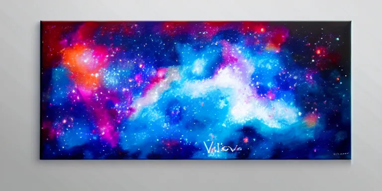 Image similar to a beautiful dramatic abstract acrylic high contrast painting with paint splotches on a white background of geometric shaped nebula by viktoria lapteva trending on artstation