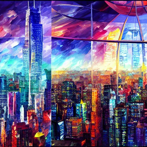 Prompt: long shot the skyline of new york city in a huge rainbow glass ball, concept art, by leonid afremov, by ivan aivazowsky, intricate, volumetric light, smooth, depth perception, 4 k, unreal engine 5, ultradetailed, hyperrealistic, artstation