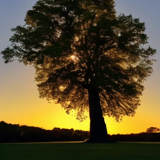 Prompt: the biggest tree, golden hour